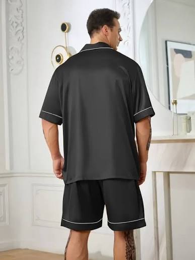 Classic Short-Sleeve Silk-Feel Lounge Set