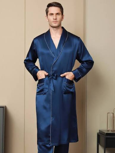Contrast-Trimmed Silk Bathrobe