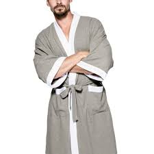 Silver-Grey Silk Satin Dressing Gown