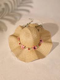 Seaside Seashell Decorated Straw Fedora Sun Hat