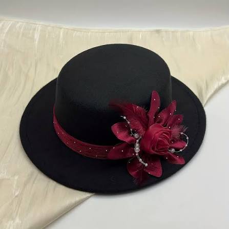 Vintage Solid Black Wool Cloche Hat