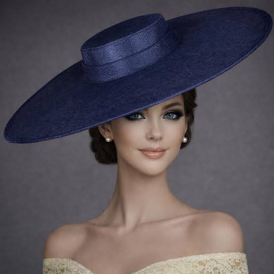Midnight Navy Blue Flat-Crown Oversized Hat