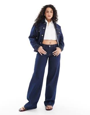 Dark Indigo Oversized Denim Trucker Jacket & Wide-Leg Trouser