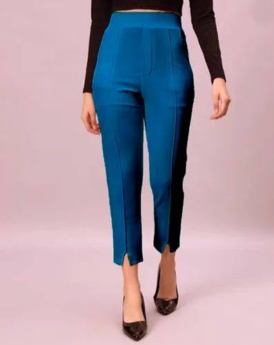 Split-Hem Ankle-Length Tailored Pants