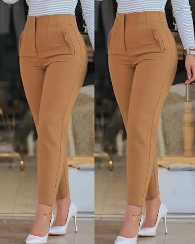 Slim-Fit Ankle-Length Pants Camel Brown