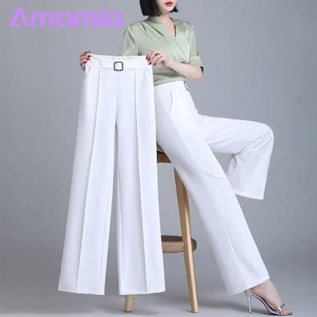 Pleated Front Wide-Leg Slacks