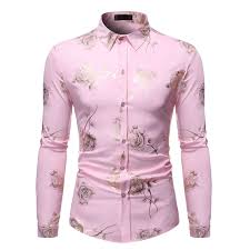 Subtle Floral Rose Printed Long-Sleeve Shirt