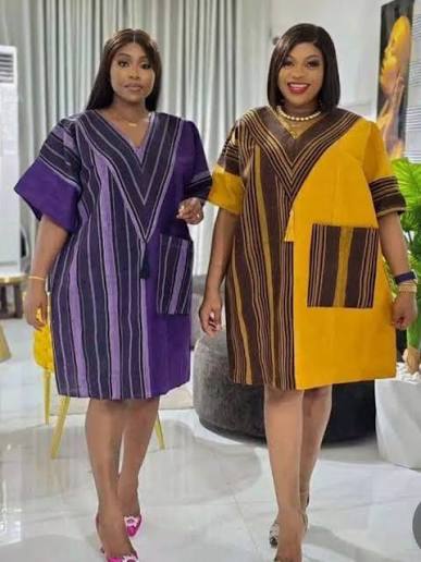 Short Kaftan Dress with Fringe Pocket Accent