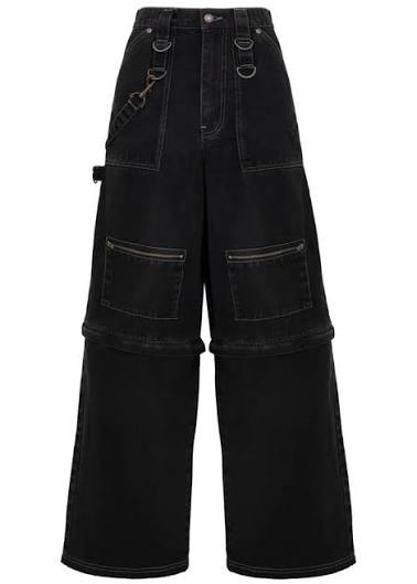 Aesthetic Washed Black Star Patchwork Denim Trousers