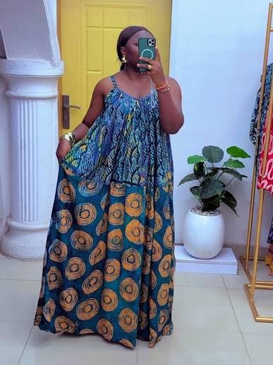 Batik Circle Motif Cami Maxi Kaftan Dress