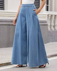 Retro Mid-Blue Washed Palace-Style Wide Jeans
