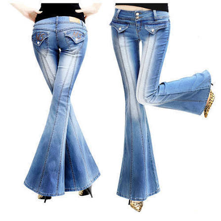 Low-Waisted Contour Seam Extra Wide Flare Denim