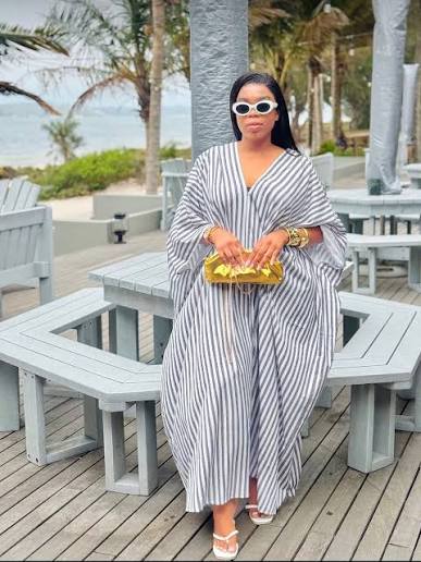 Black & White Fine Striped Kaftan