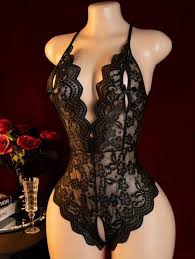 Floral Lace Halter Bodysuit with Adjustable Straps