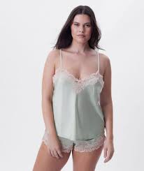 Silk-Feel Floral Lace Trim Cami & Tap Shorts Sleep Set