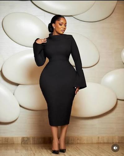 High Cowl-Neck Flared Sleeve Midi Dress