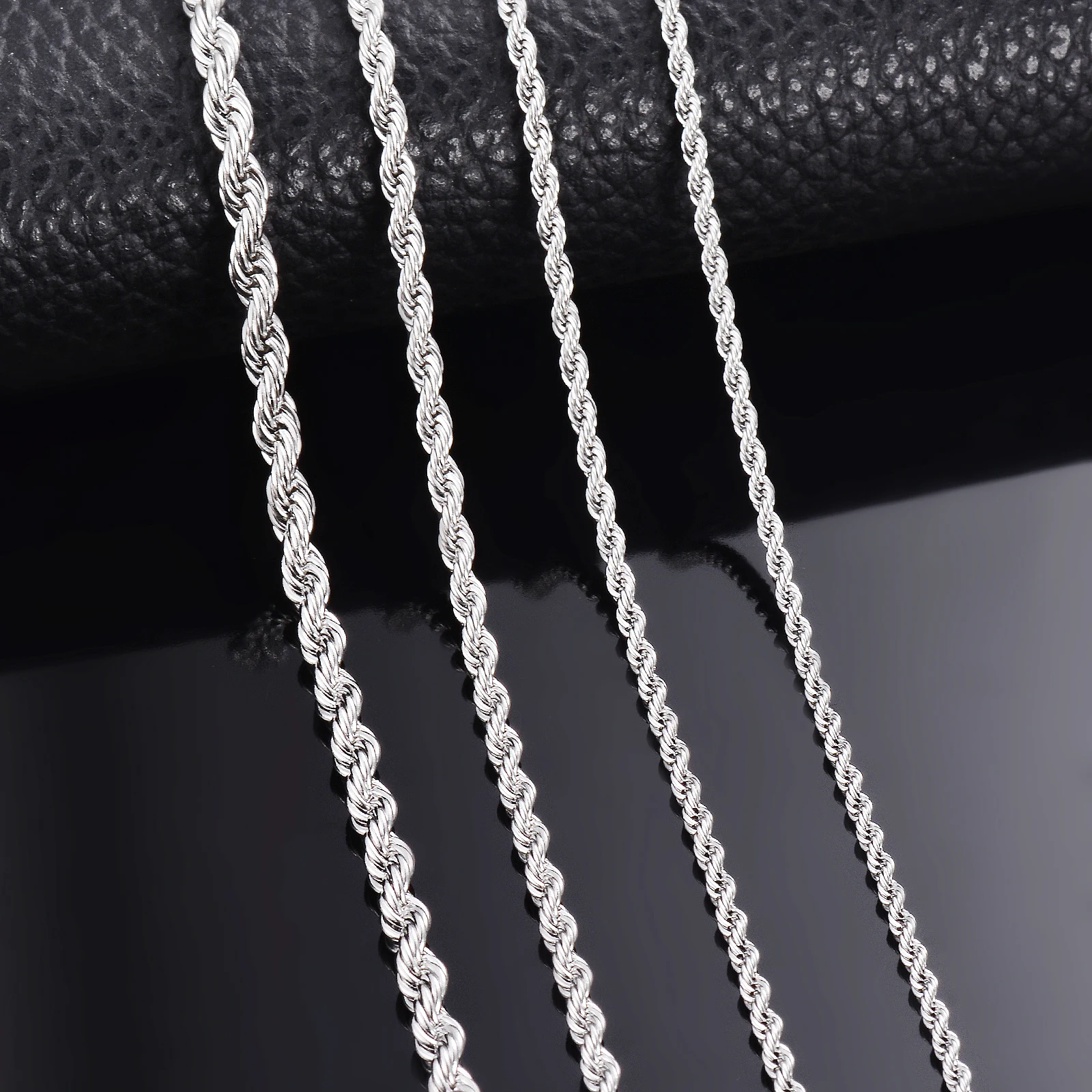 1 piece Steel Color Width 2mm/2.5mm/3mm/4mm/5mm/6mm Rope Chain Necklace/Bracelet For Men Women Stainless Steel Chain Necklace - Image 2