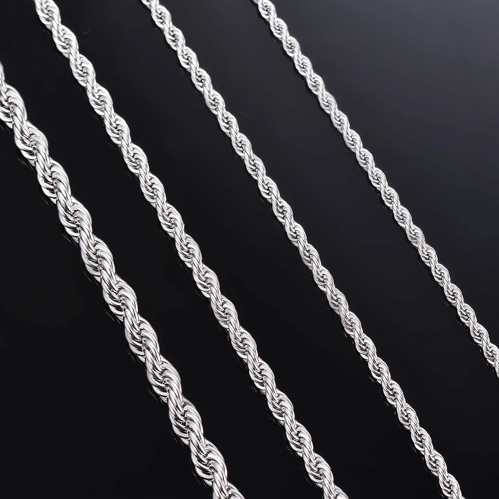 1 piece Steel Color Width 2mm/2.5mm/3mm/4mm/5mm/6mm Rope Chain Necklace/Bracelet For Men Women Stainless Steel Chain Necklace - Image 3