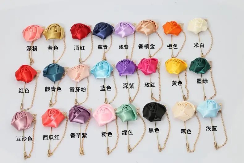 LKY Fr Boutonniere Corsage Wedding Boutonniere Pin for Men Women Silk Buttonhole Groomsmen Party Prom Suit Accessories Brooches - Image 26