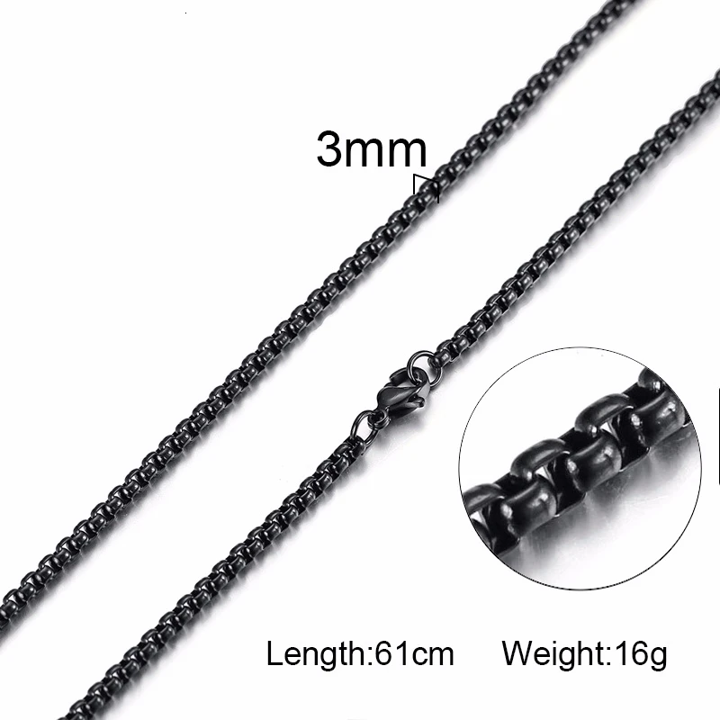 Round Box Chain for Men Boys,Gold Silver Black Plated Stainless Steel Chain Collars,Unisex Jewelry Gifts,18 to 30 Inch - Image 7