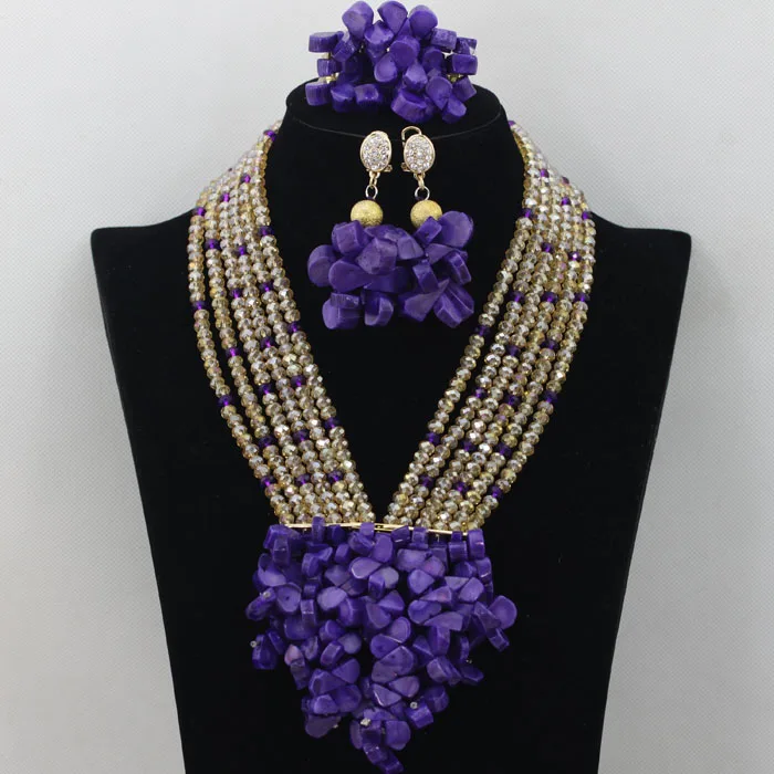 African Beads Jewelry Set Orange Coral And Crystal Nigerian Wedding Bridal Jewelry Sets ABK084 - Image 5