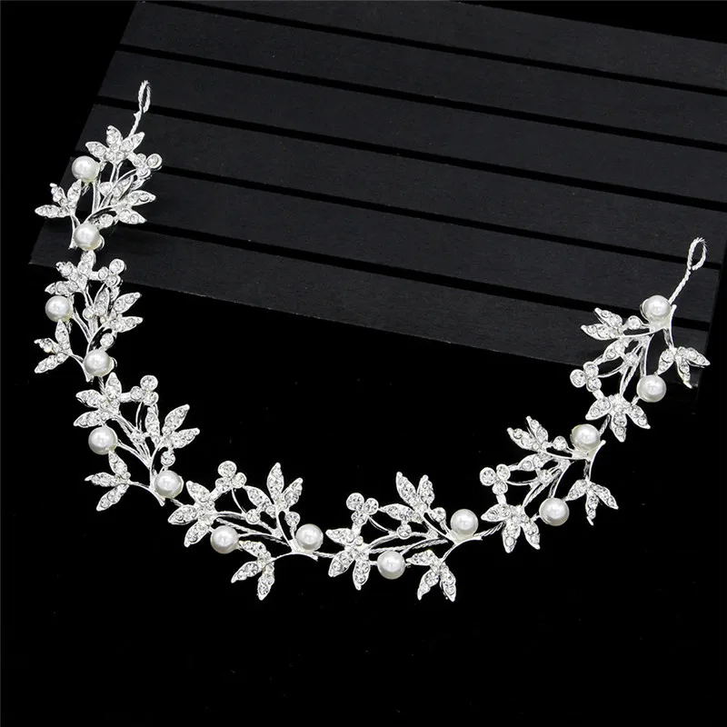 Luxury Leaf Women Wedding Headband Tiara Headpiece For Bride Bridesmaid Party Prom Accessories Headpiece Hair Vine