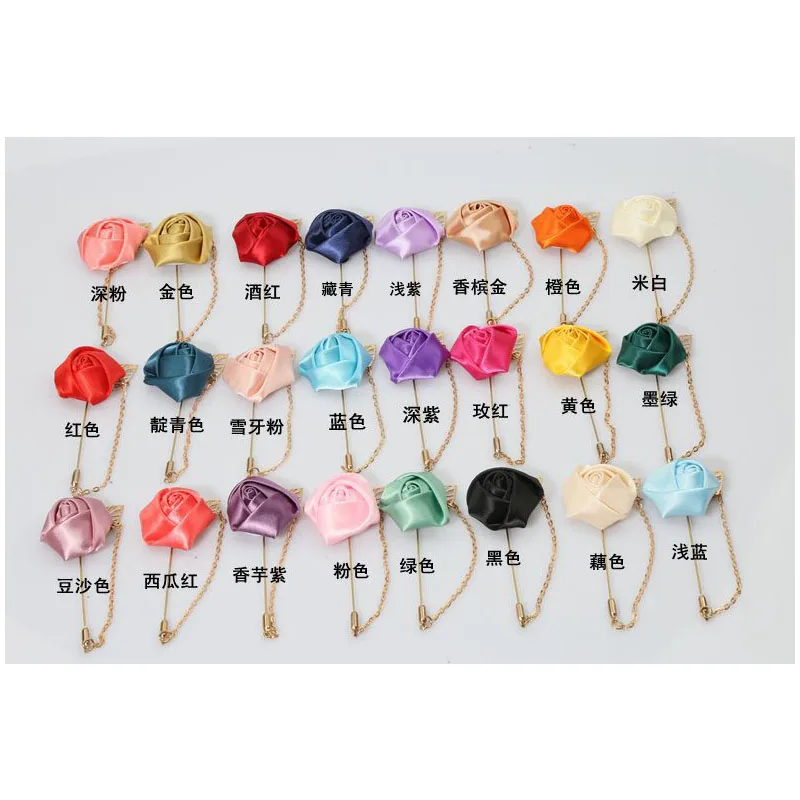 LKY Fr Boutonniere Corsage Wedding Boutonniere Pin for Men Women Silk Buttonhole Groomsmen Party Prom Suit Accessories Brooches - Image 2