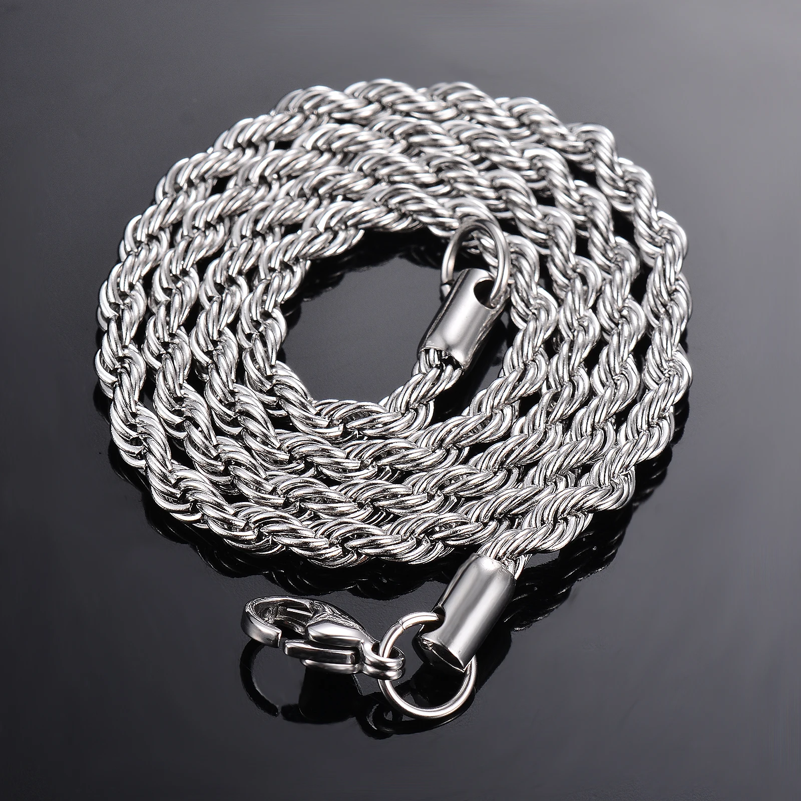 1 piece Steel Color Width 2mm/2.5mm/3mm/4mm/5mm/6mm Rope Chain Necklace/Bracelet For Men Women Stainless Steel Chain Necklace - Image 5