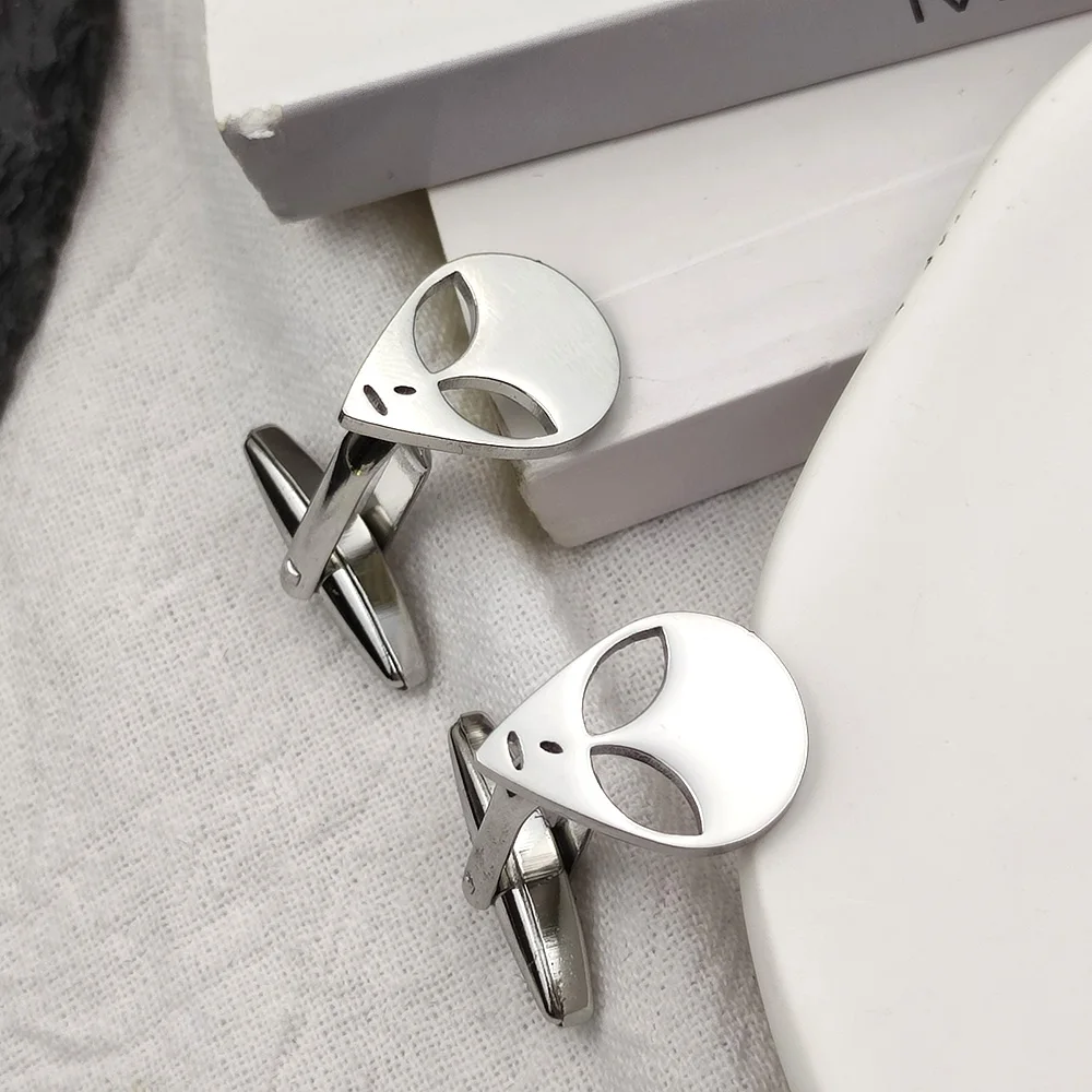 Cufflinks for Mens Alien Cuff Links Men's Shirt Cuff Buttons Stainless Steel Jewelry Accessories Christmas Present Wholesale - Image 7