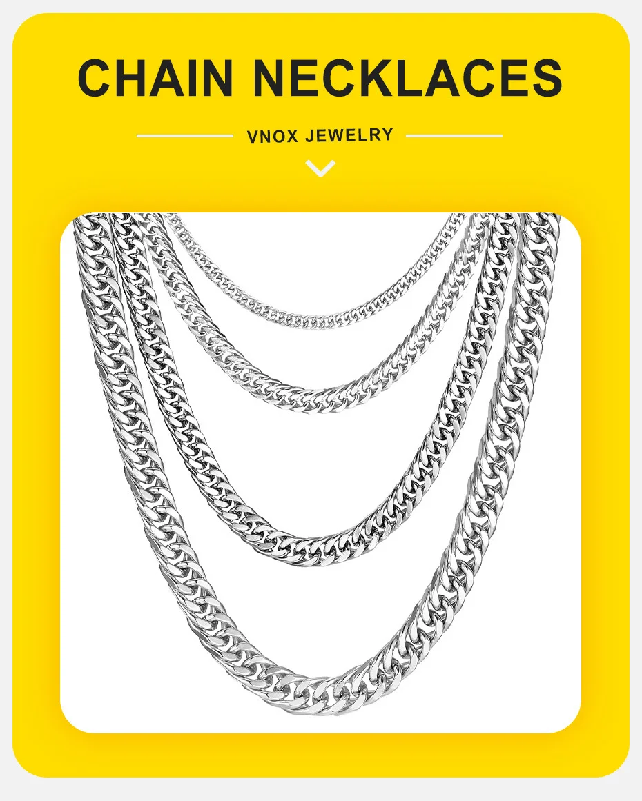 Vnox 3/5/7/9mm Thick Cuban Chain Necklaces for Men Women,Simple Miami Curb Links Collar,Waterproof Stainless Steel Unisex Chain - Image 21