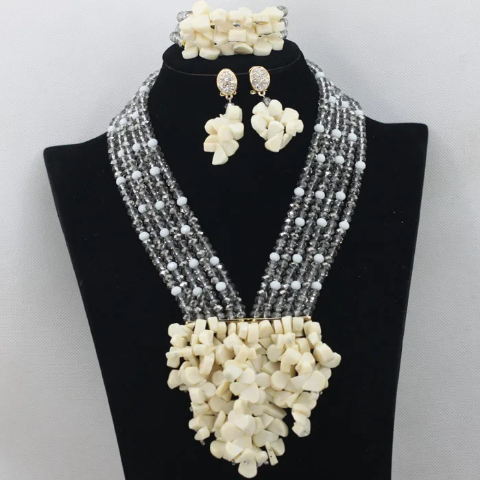 African Beads Jewelry Set Orange Coral And Crystal Nigerian Wedding Bridal Jewelry Sets ABK084 - Image 84