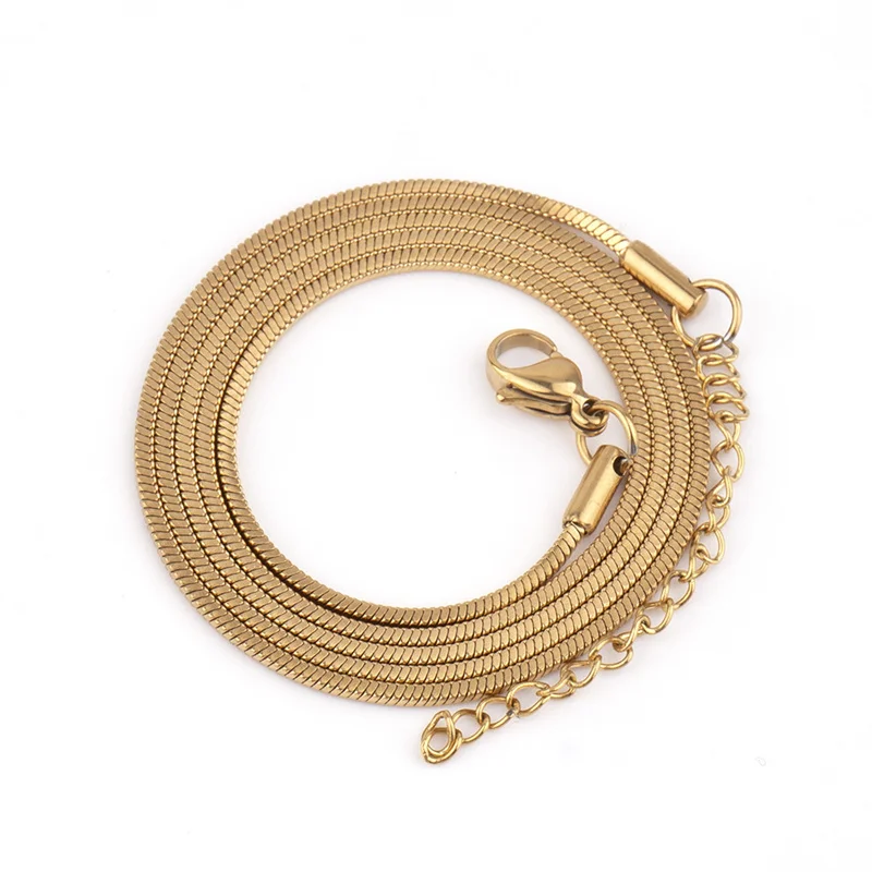1.2mm Gold Color Stainless Steel Necklace For Men Hip Hop Titanium Steel Square Snake Chain Necklace Jewelry Accessories - Image 7