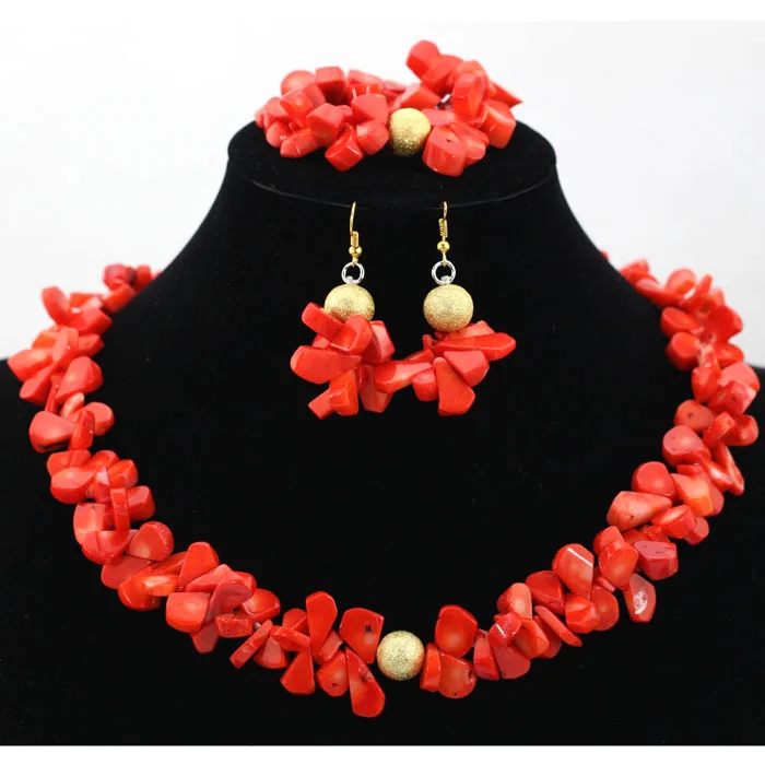 African Beads Jewelry Set Orange Coral And Crystal Nigerian Wedding Bridal Jewelry Sets ABK084 - Image 25