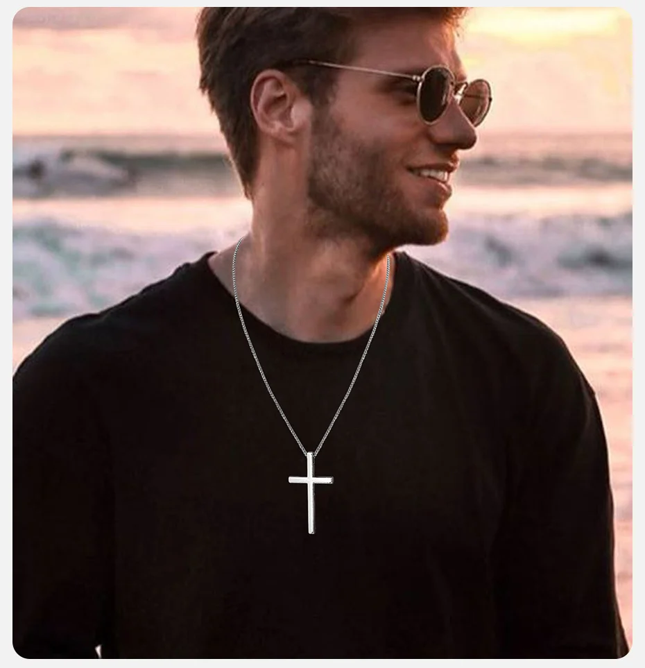 Vnox Unisex Box Chain Cross Necklaces, Men Women Stainless Steel Chain with Alloy Cross Pendant, Religious Faith Cross Necklace - Image 15