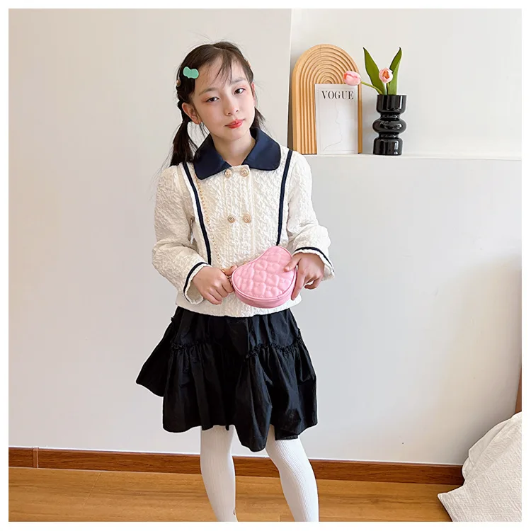 Cute Heart Shape Children's Crossbody Bag Love Rhombus Baby Girls Small Shoulder Bags PU Leather Princess Accessories Handbags - Image 30