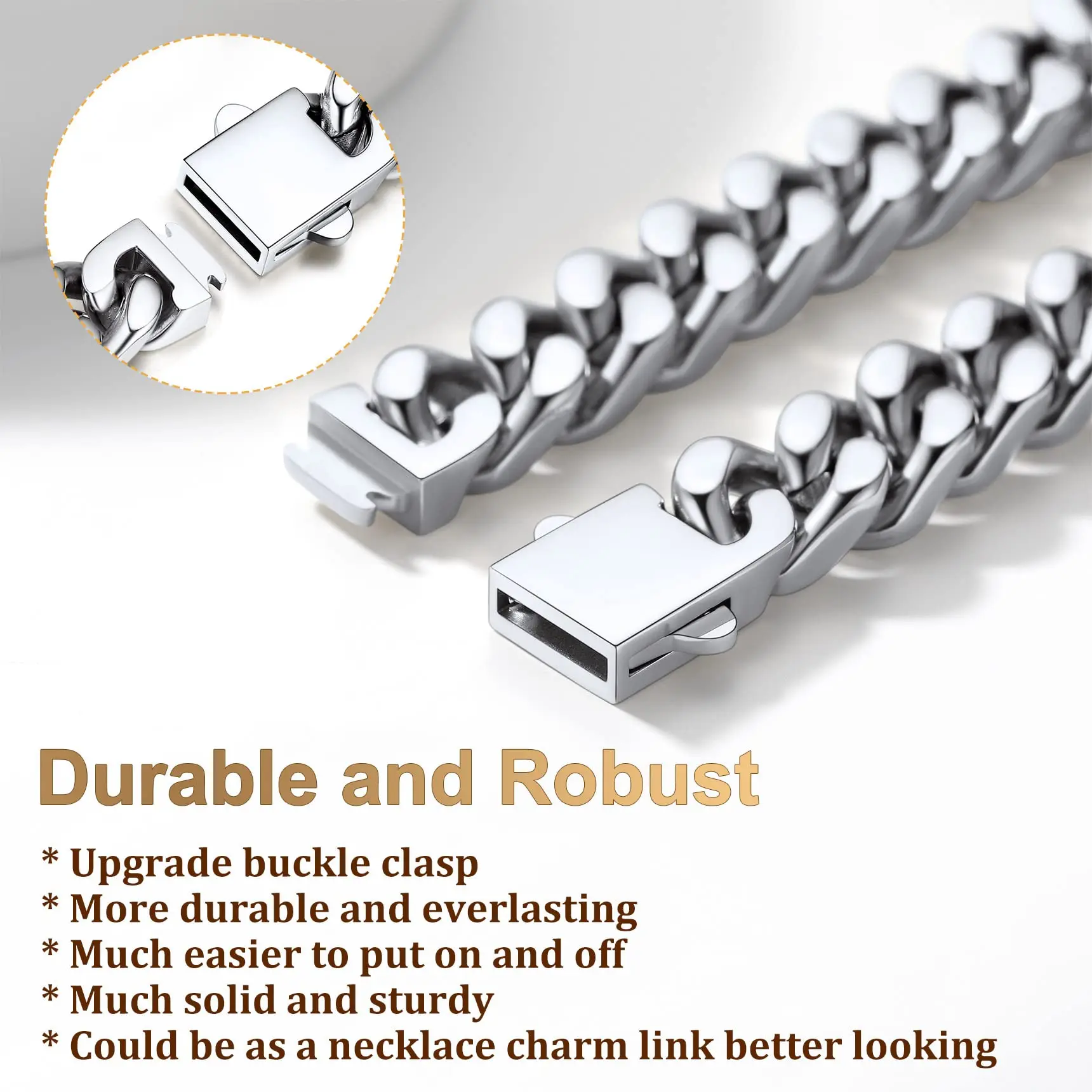 8-16mm HipHop Miami Curb Cuban Chain Necklace Stainless Steel Men Cuban Link Chain Rappe Jewelry - Image 5