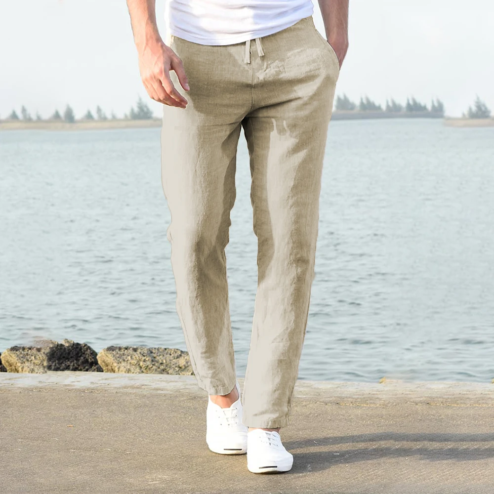 Men's Cotton Linen Pants Male Autumn New Breathable Solid Color Linen Trousers Fitness Streetwear S-3XL - Image 36