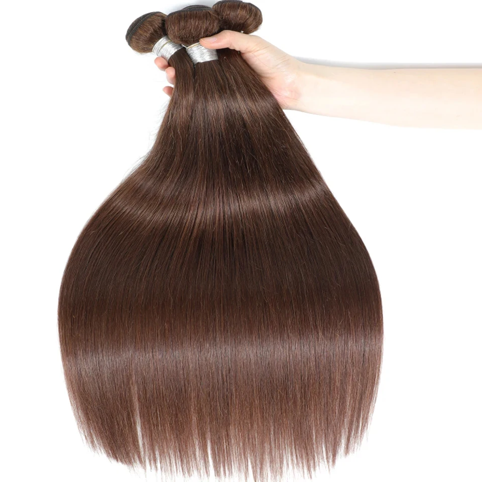 Chocolate Brown Straight Human Hair Bundles Color 4 Straight Virgin Human Hair 15A Unprocessed Chocolate Straight Hair Extension - Image 22