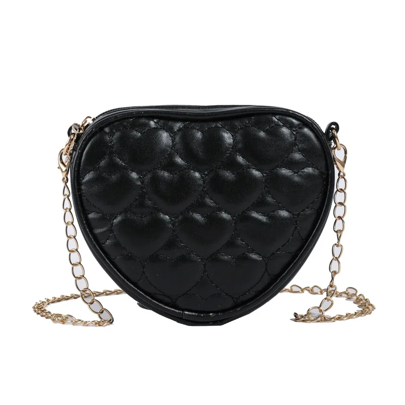 Cute Heart Shape Children's Crossbody Bag Love Rhombus Baby Girls Small Shoulder Bags PU Leather Princess Accessories Handbags - Image 6