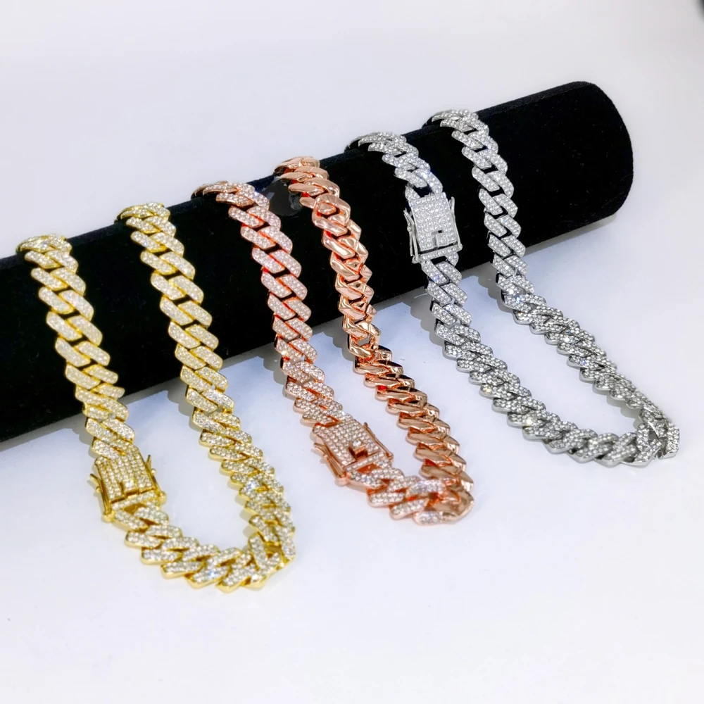 Fashion Men Cuban Link Iced Out Necklace 14MM width Rhinestones Chain Rapper CZ Cuban Chain Necklace Hip Hop Birthday Jewelry - Image 2