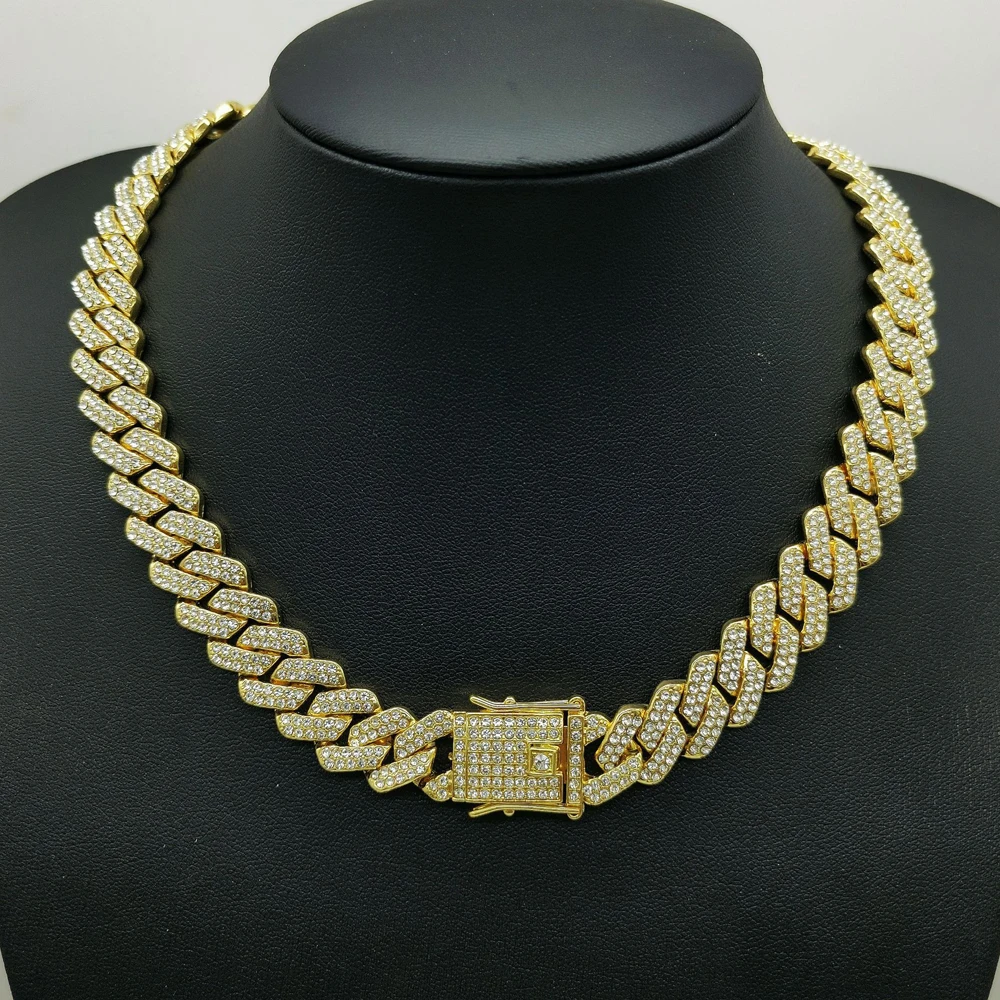 Fashion Men Cuban Link Iced Out Necklace 14MM width Rhinestones Chain Rapper CZ Cuban Chain Necklace Hip Hop Birthday Jewelry - Image 3