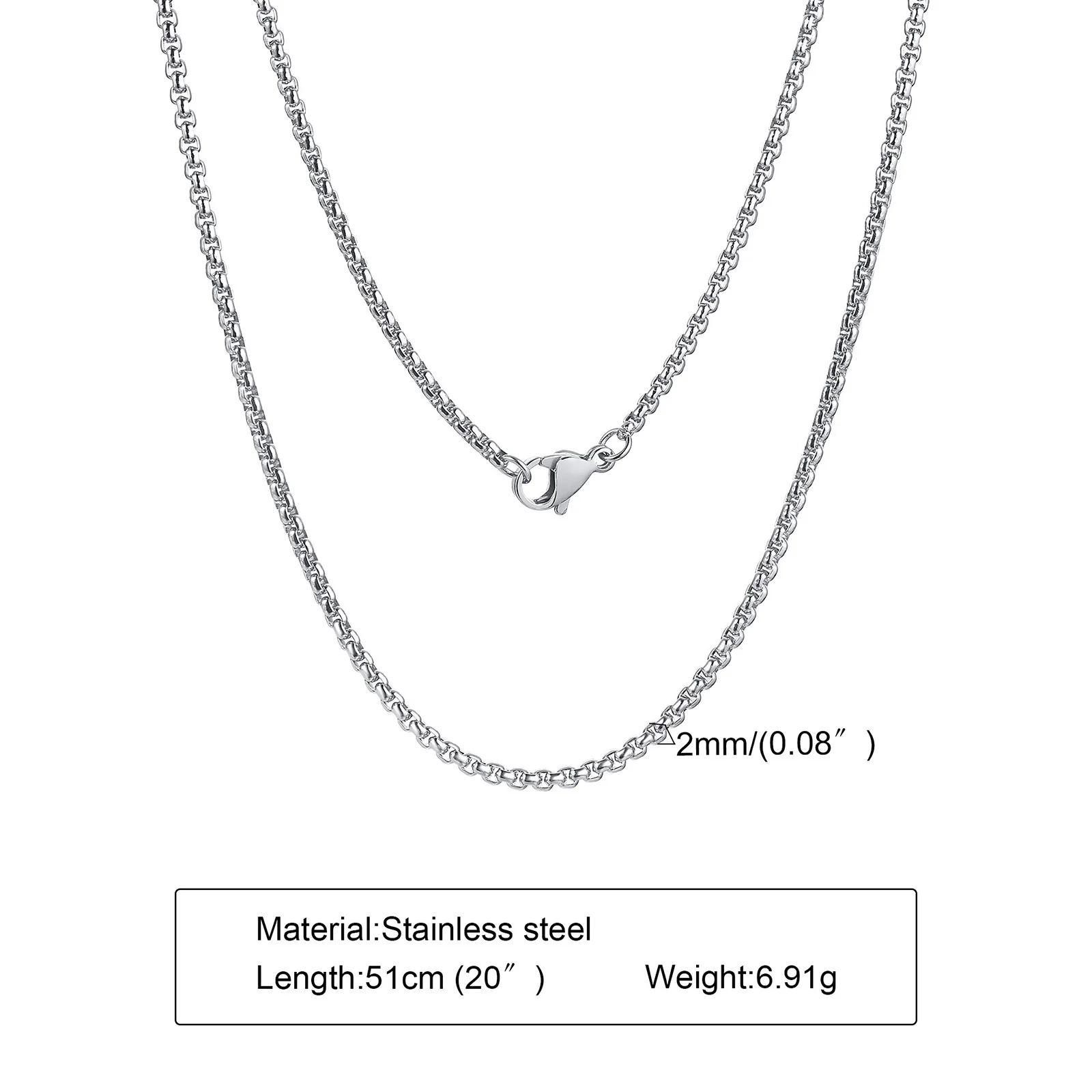 Round Box Chain for Men Boys,Gold Silver Black Plated Stainless Steel Chain Collars,Unisex Jewelry Gifts,18 to 30 Inch - Image 10