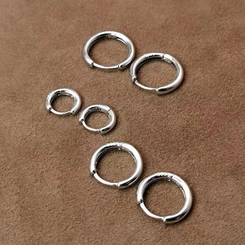 Exquisite 925 Sterling Silver Small Earrings, Plain Silver, Comfortable Earrings, Smooth Earrings, Suitable for Girls, Women - Image 2
