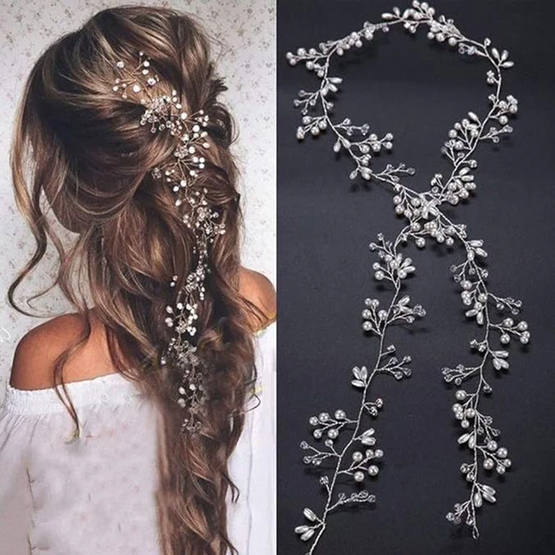 Bride Wedding Crystal Hair Accessories Pearl and Crystal Beads Bridal Headband Wedding Head Pieces Hair Jewelry