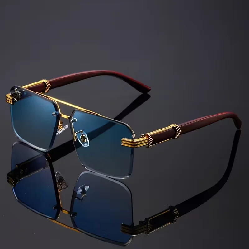 A Pair of Textured Double-Bridge Trendy Fashion Sunglasses, Suitable for Streetwear, Parties, Music Festivals, Gifting and Vacat - Image 9
