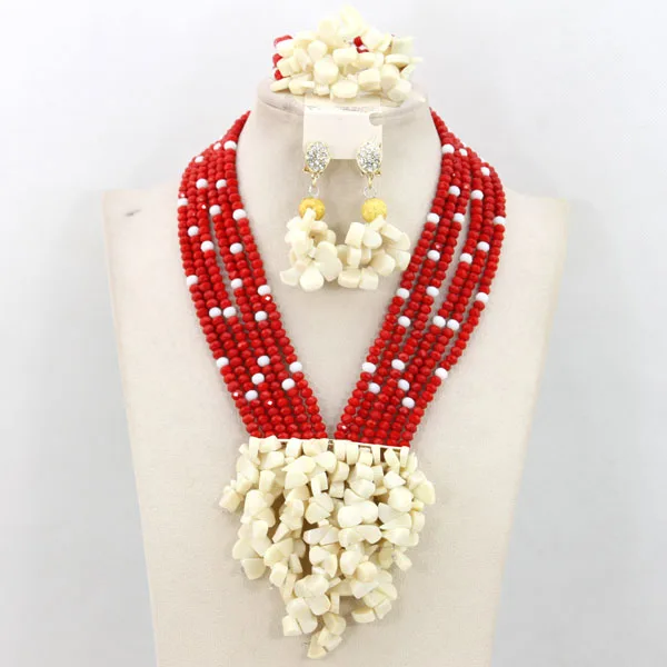 African Beads Jewelry Set Orange Coral And Crystal Nigerian Wedding Bridal Jewelry Sets ABK084 - Image 26