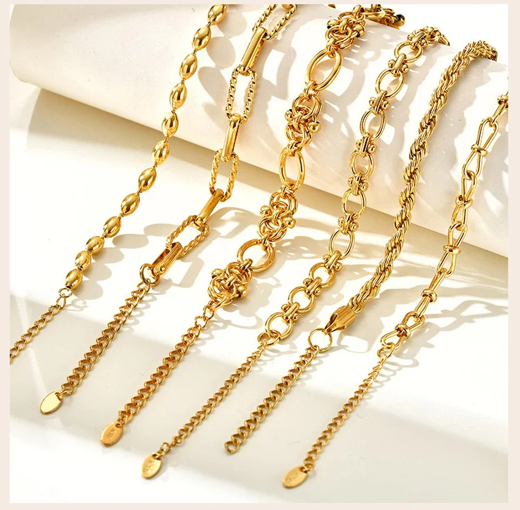 Chunky Stainless Steel Link Chain Bracelet For Woman, Gold Plated Layering Bracelets Wristband Waterproof Jewelry - Image 29