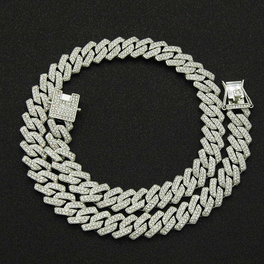 Fashion Men Cuban Link Iced Out Necklace 14MM width Rhinestones Chain Rapper CZ Cuban Chain Necklace Hip Hop Birthday Jewelry - Image 4