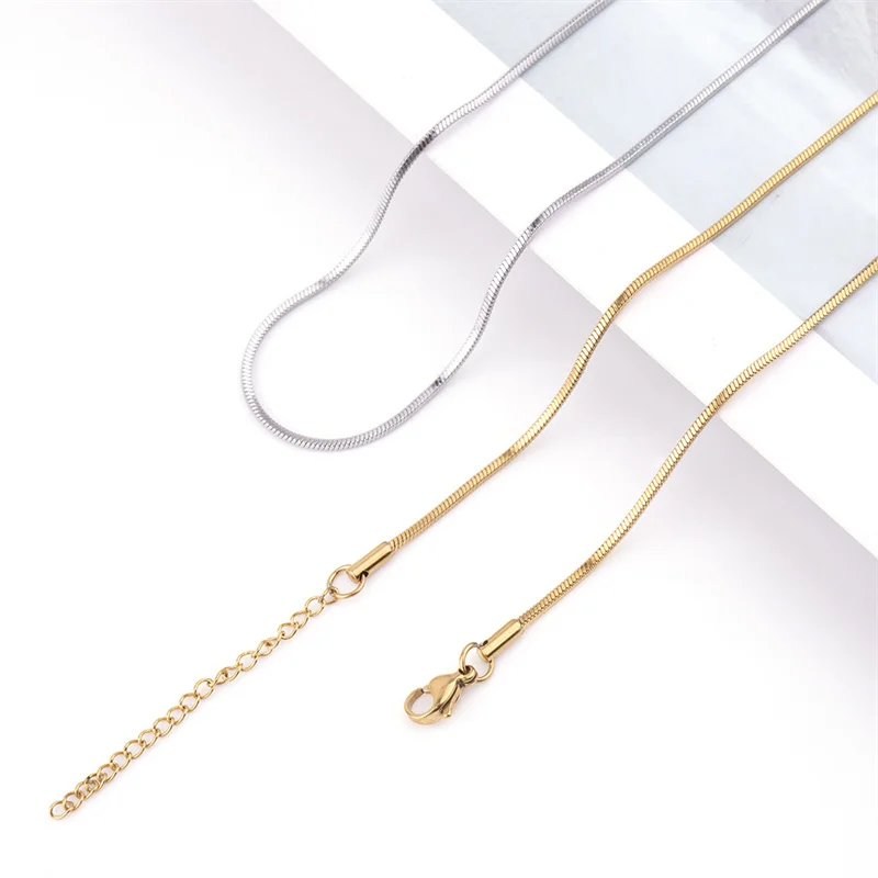 1.2mm Gold Color Stainless Steel Necklace For Men Hip Hop Titanium Steel Square Snake Chain Necklace Jewelry Accessories - Image 5