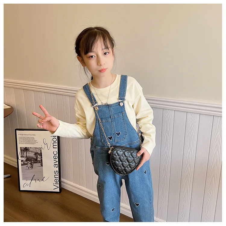 Cute Heart Shape Children's Crossbody Bag Love Rhombus Baby Girls Small Shoulder Bags PU Leather Princess Accessories Handbags - Image 20